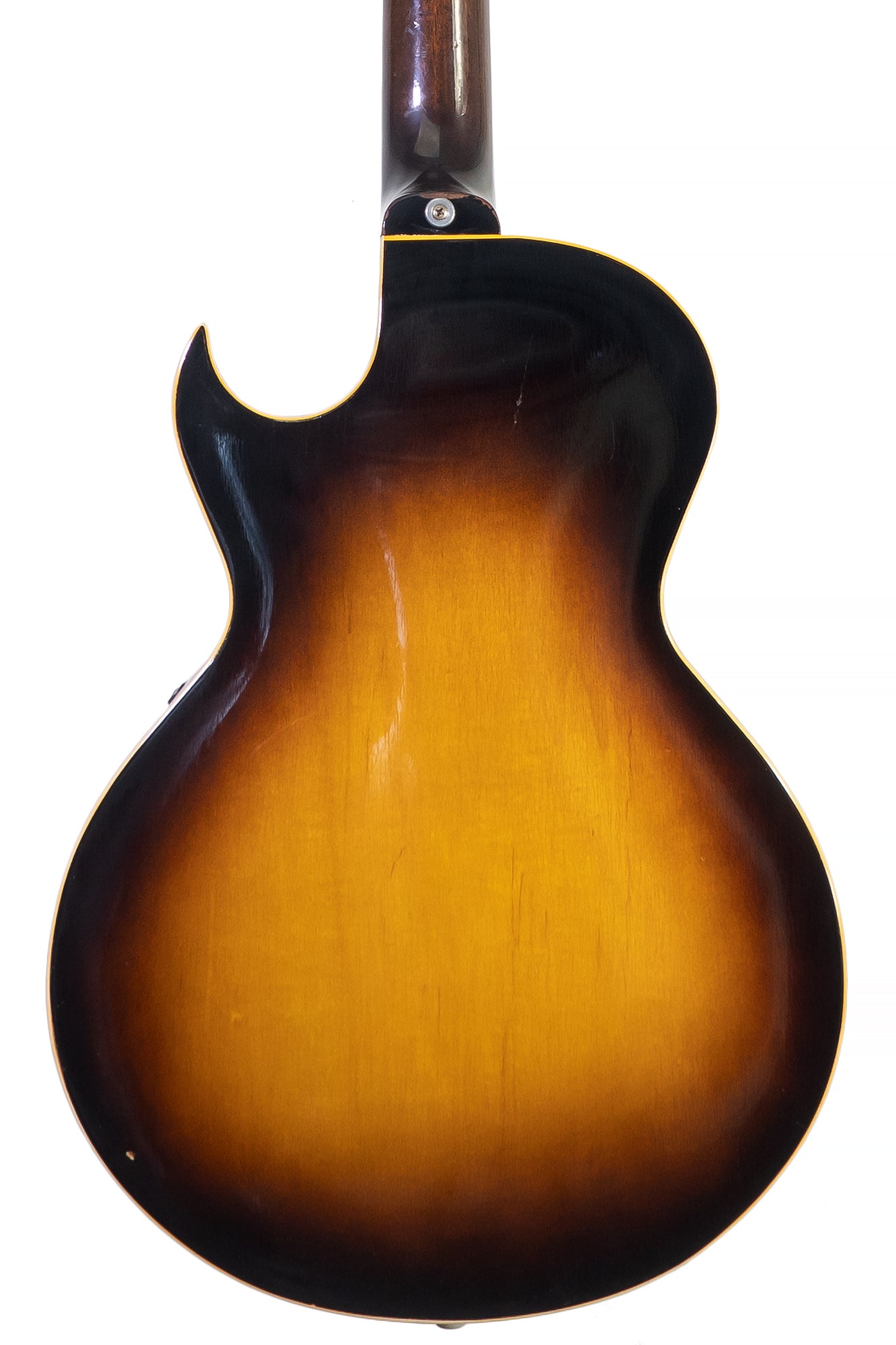 closeup from a vintage 1954 Gibson ES-140 electric archtop guitar
