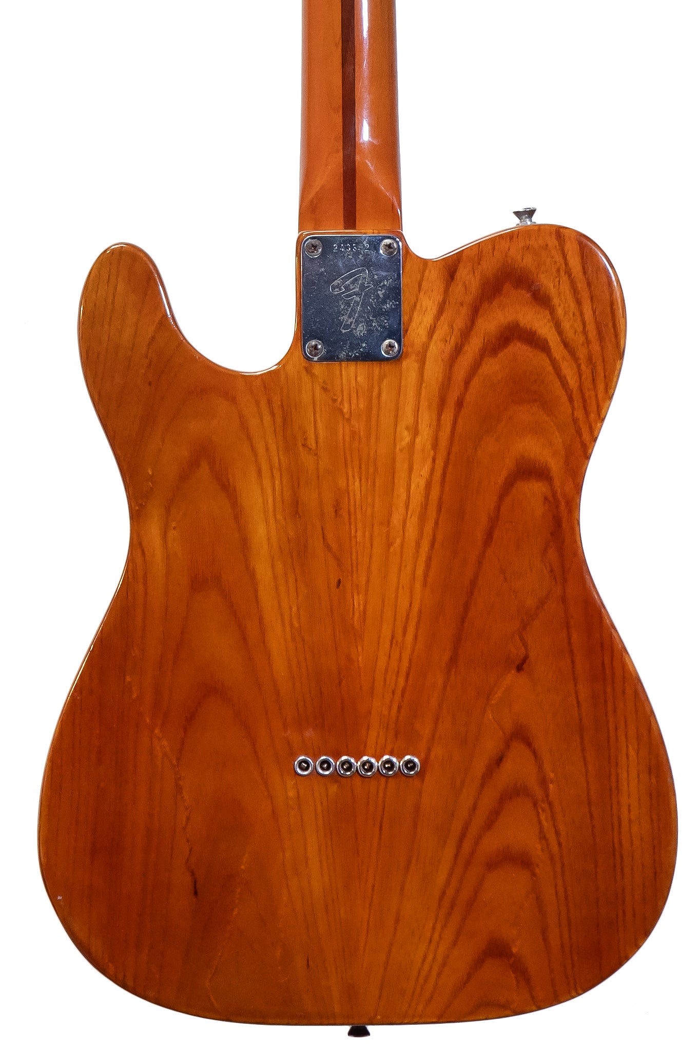 back of a Vintage 1969 Fender Telecaster Thinline original electric guitar