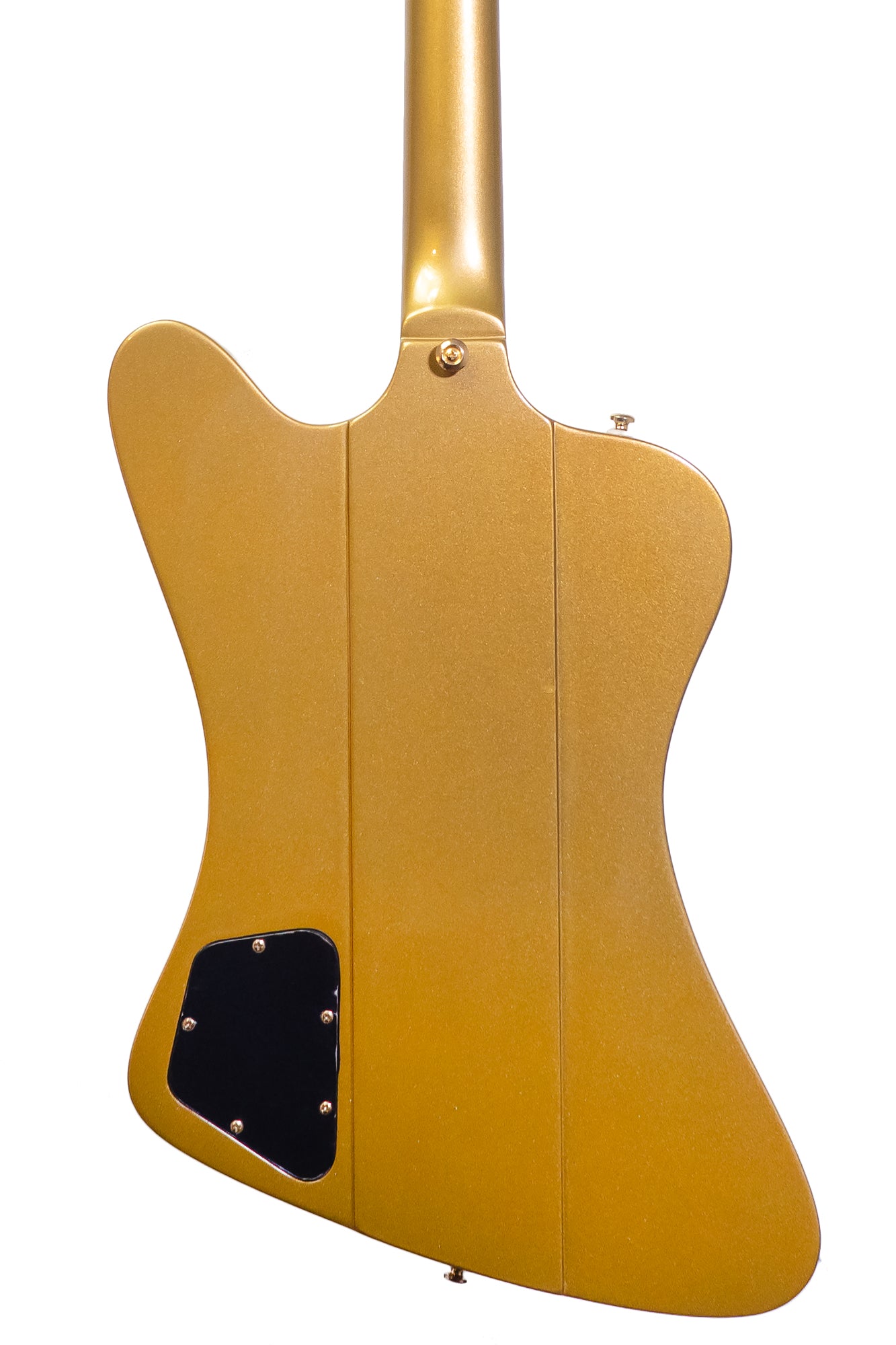 back of a Vintage 1996 Tokai Firebird electric guitar in gold