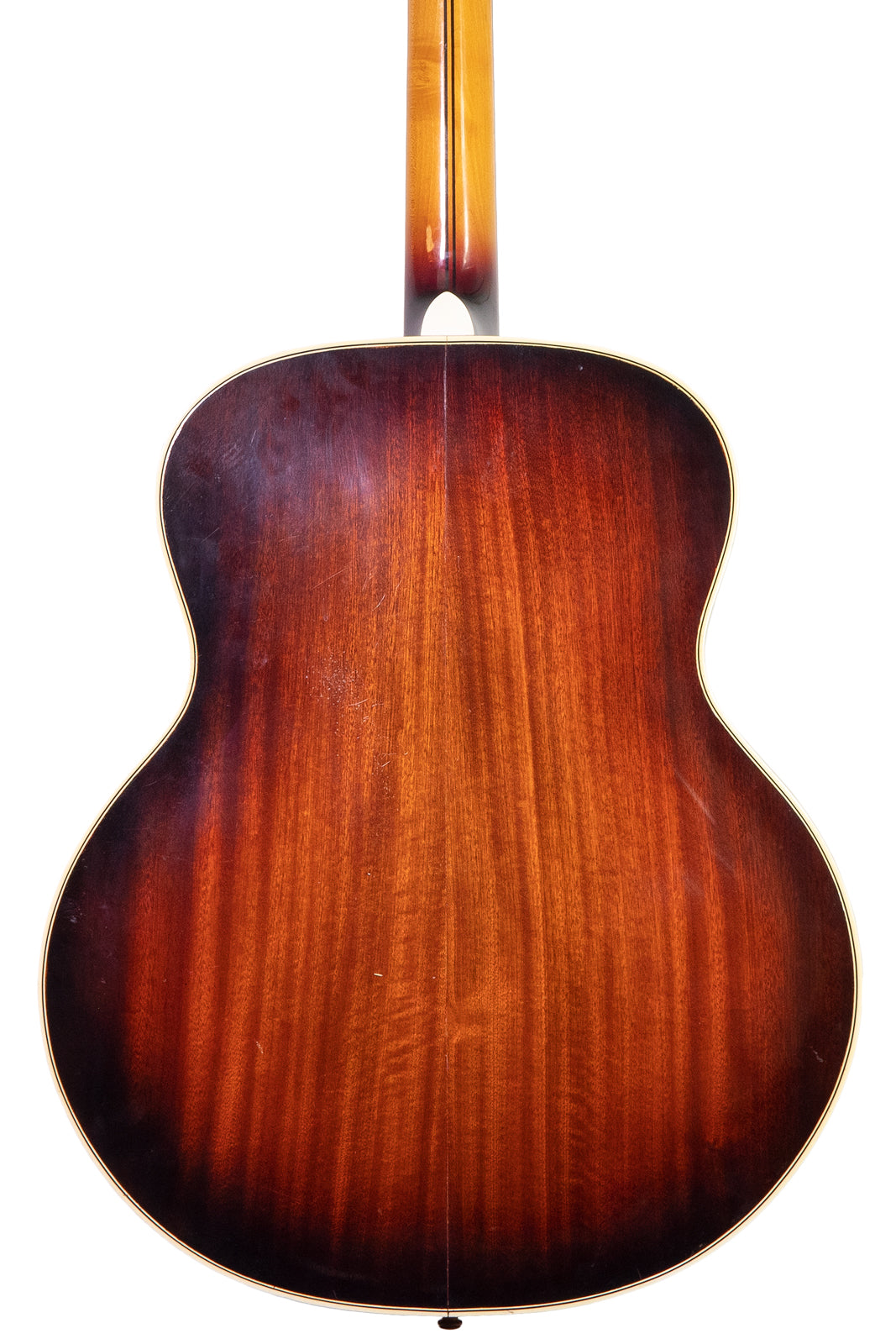 closeup of back of vintage 1948 Crafton Rex Model 71 archtop guitar