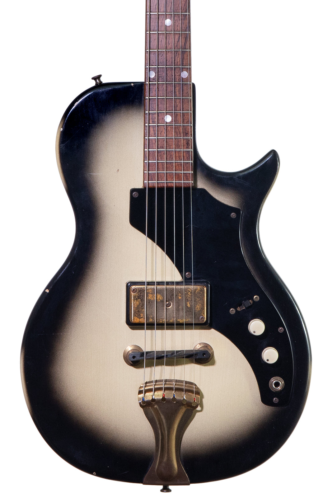 closeup of a vintage 1959 Supro Super electric guitar