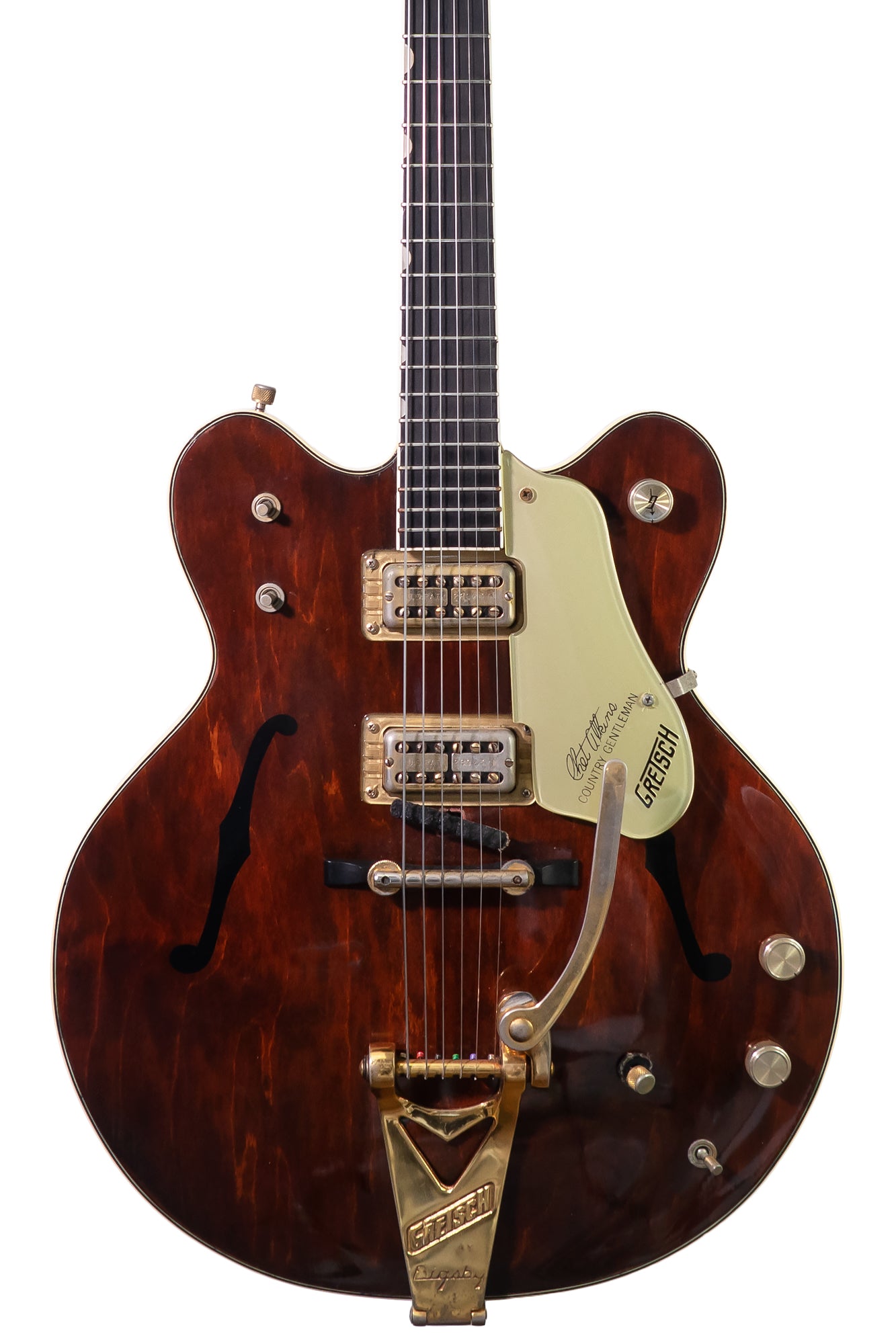 closeup of a Vintage 1969 Gretsch Country Gentleman 6122 electric guitar