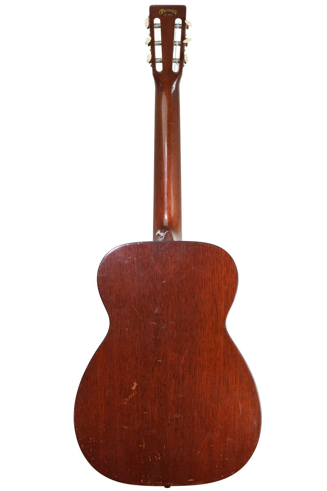 back of vintage 1954 Martin 00-18G classical guitar