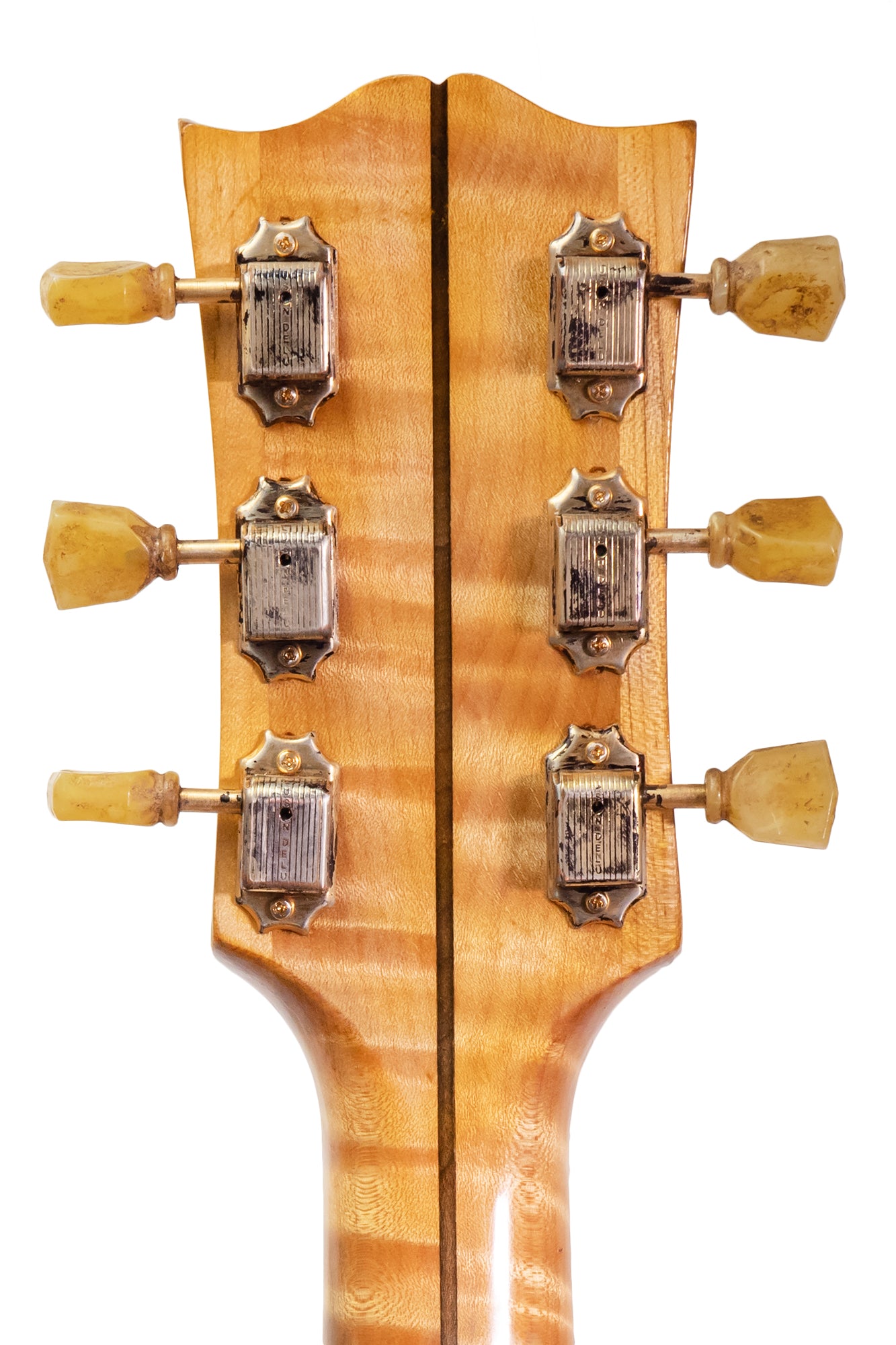 headstock and tuners from a vintage 1953 Gibson SJ-200 jumbo acoustic guitar