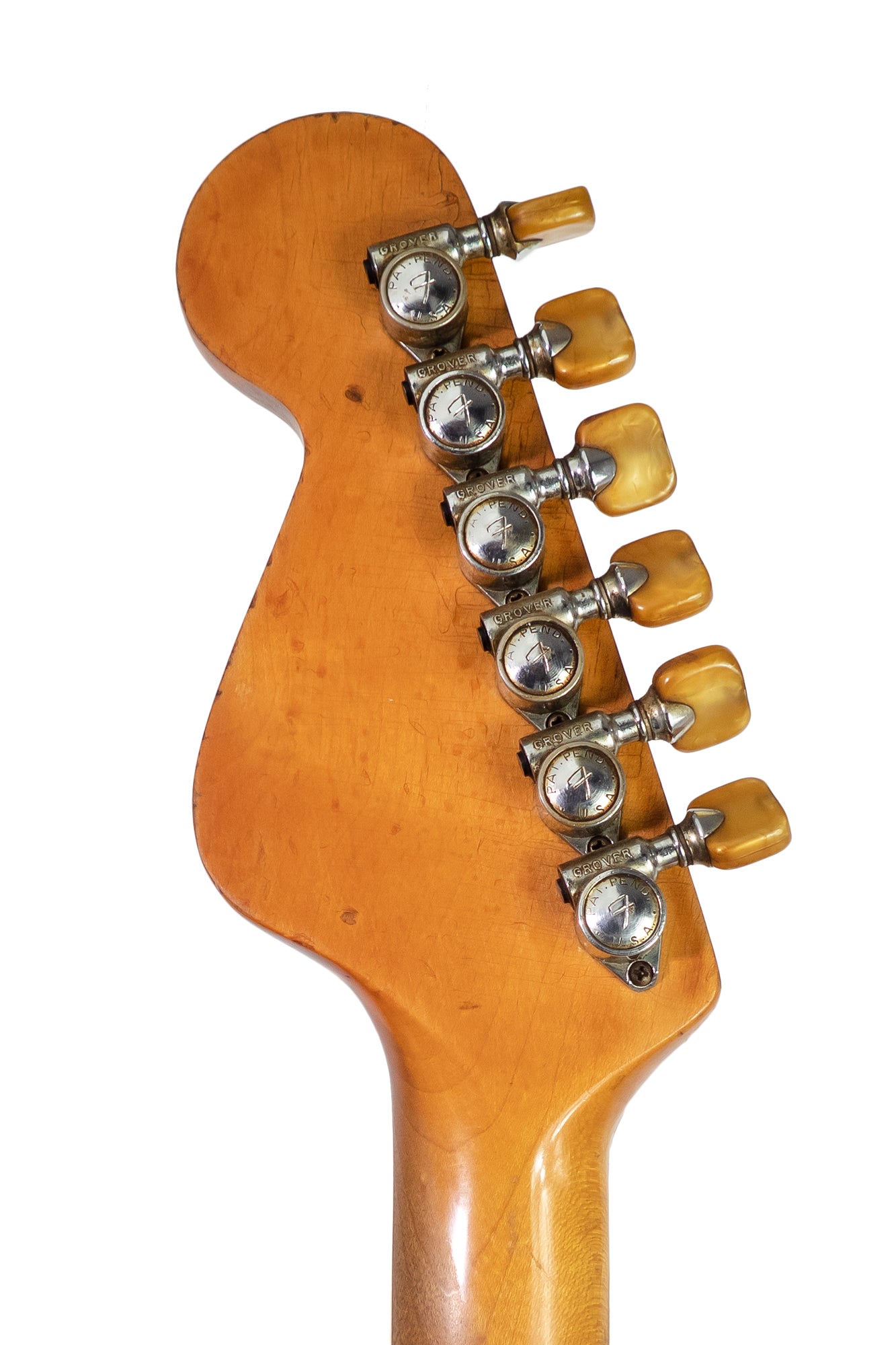 tuners from a vintage 1968 Fender Coronado electric guitar in antigua finish