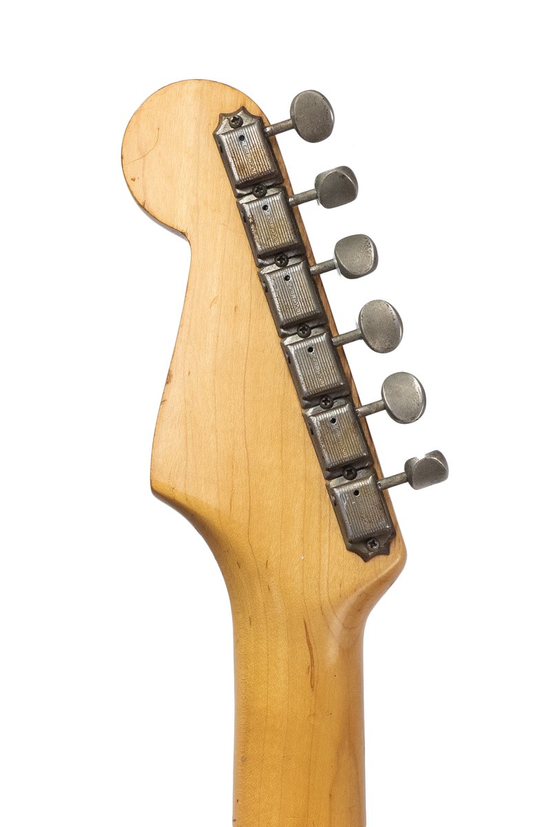 original tuners from an original vintage 1963 Fender Stratocaster - Olympic White electric guitar