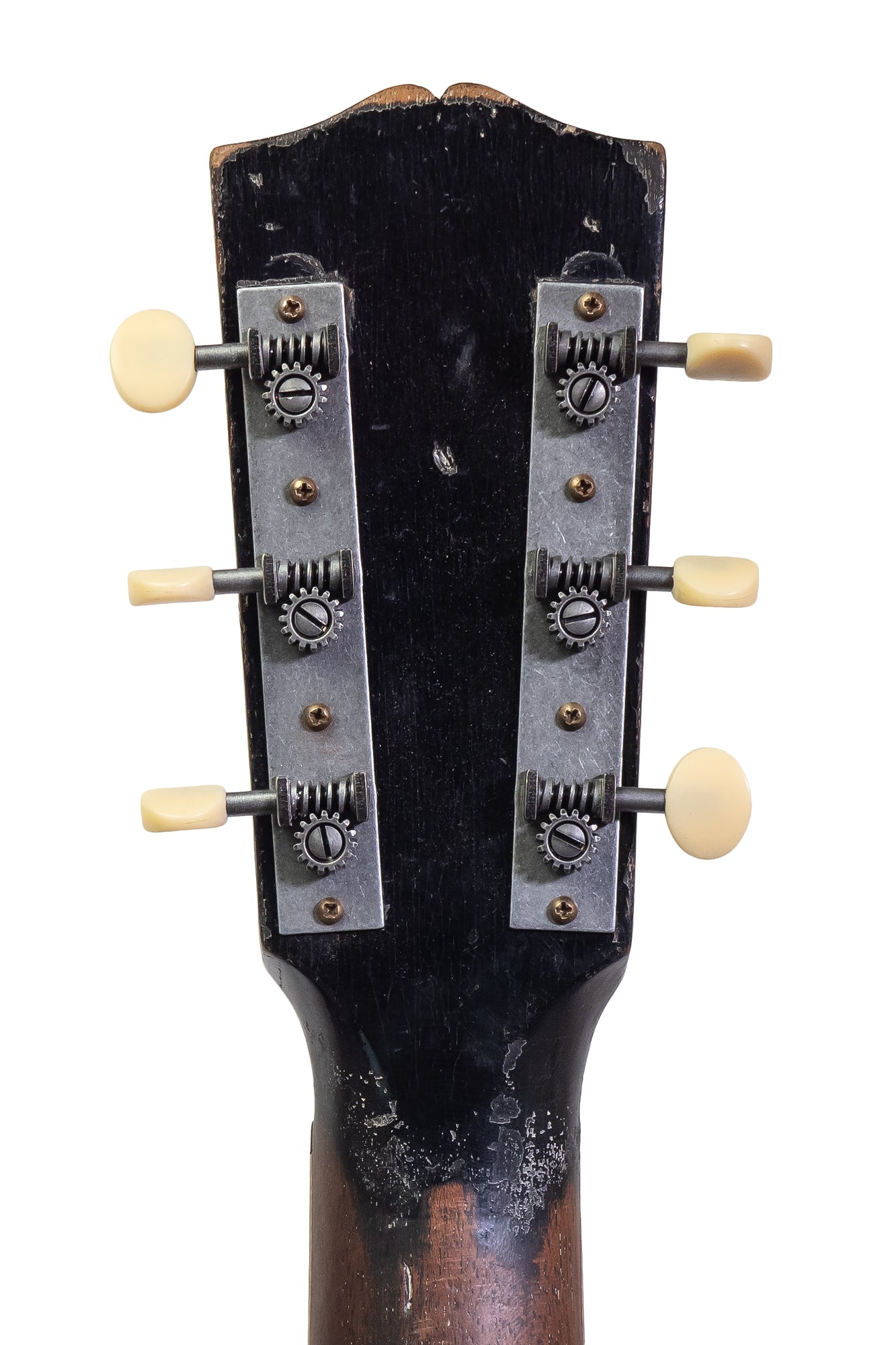 closeup of tuners from a Vintage 1932 Gibson L-00 parlour guitar