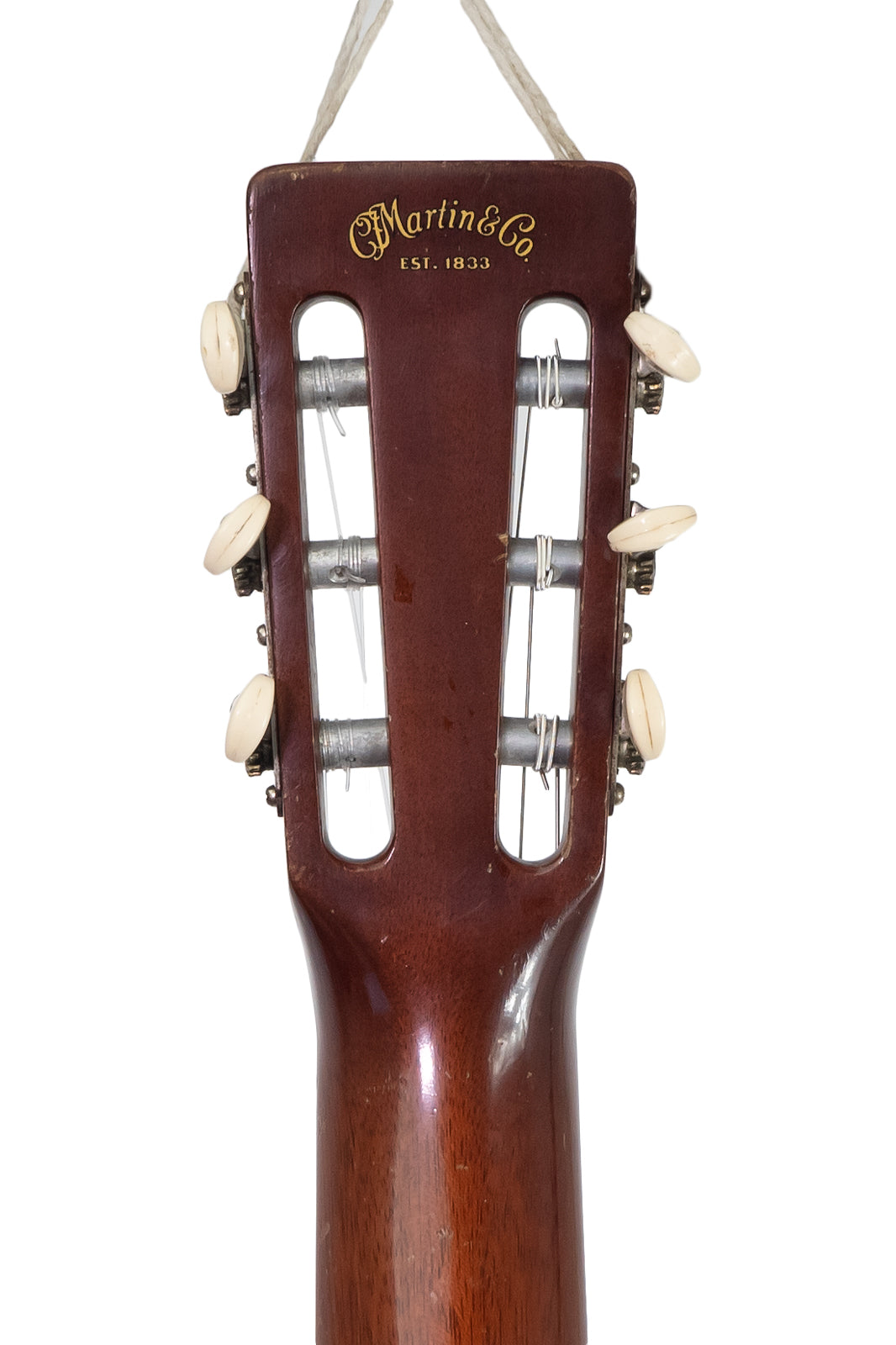 headstock and tuners from a vintage 1954 Martin 00-18G classical guitar