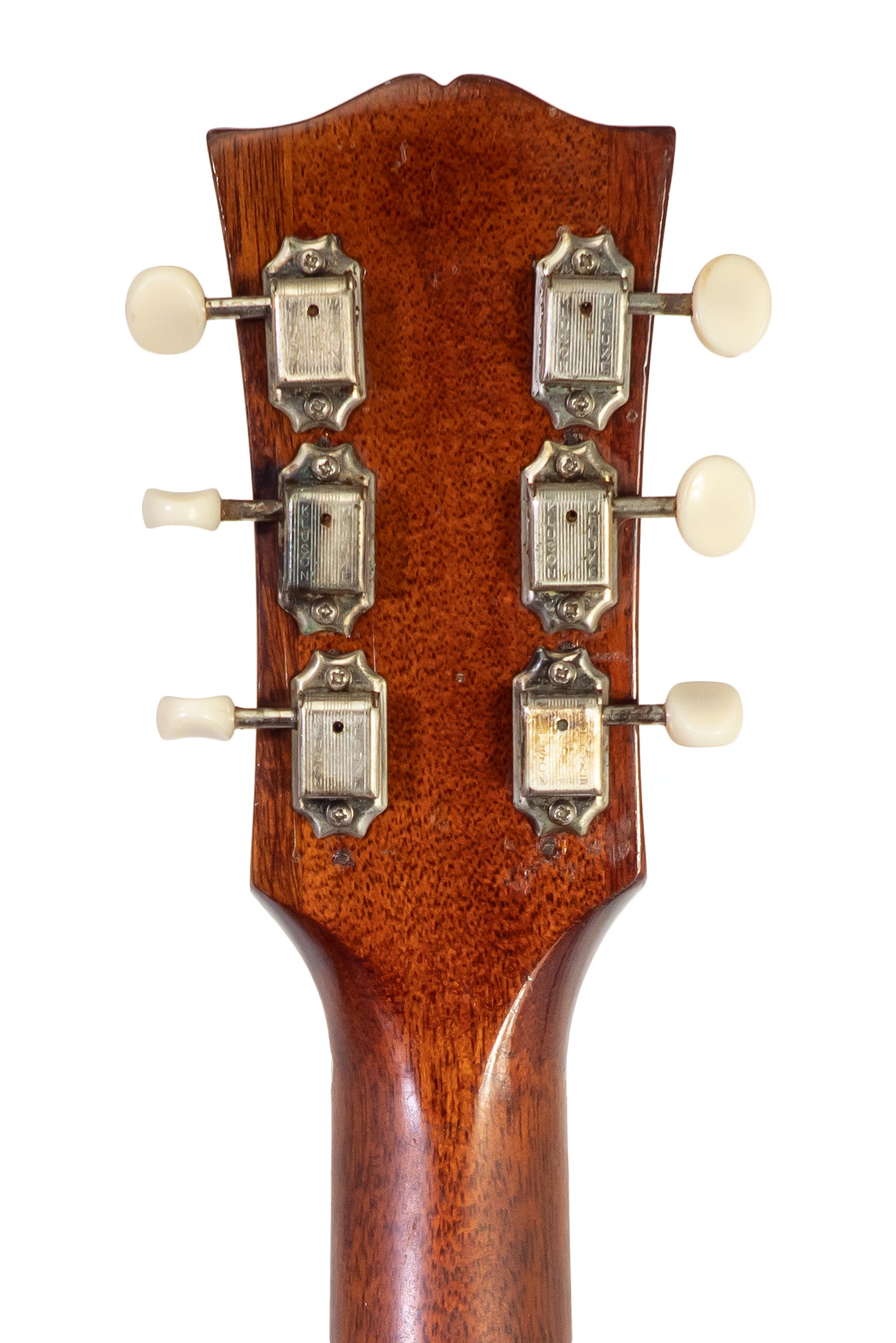 headstock and tuners from a vintage 1955 Gibson Southerner Jumbo acoustic guitar