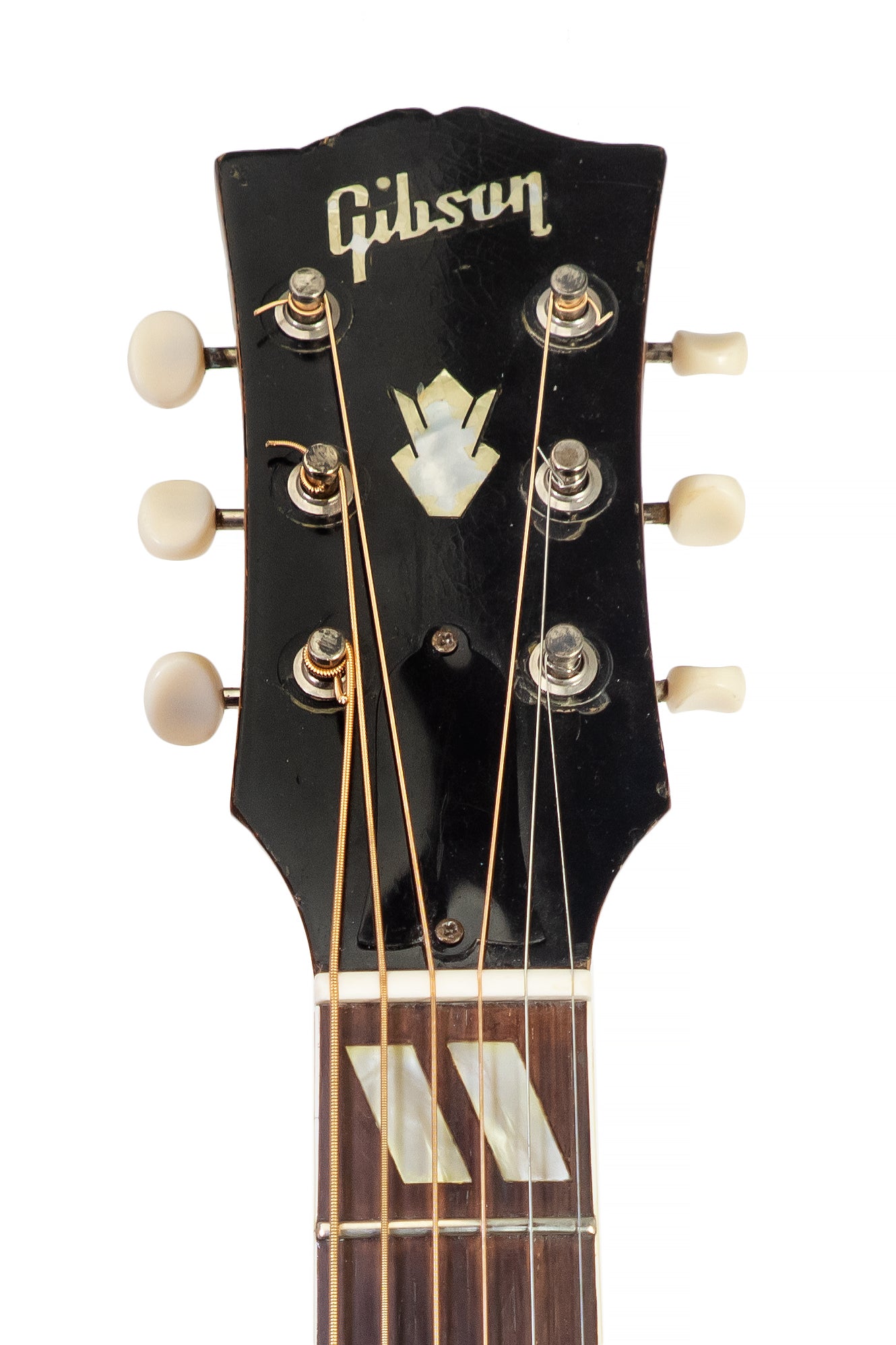 headstock from a vintage 1955 Gibson Southerner Jumbo acoustic guitar