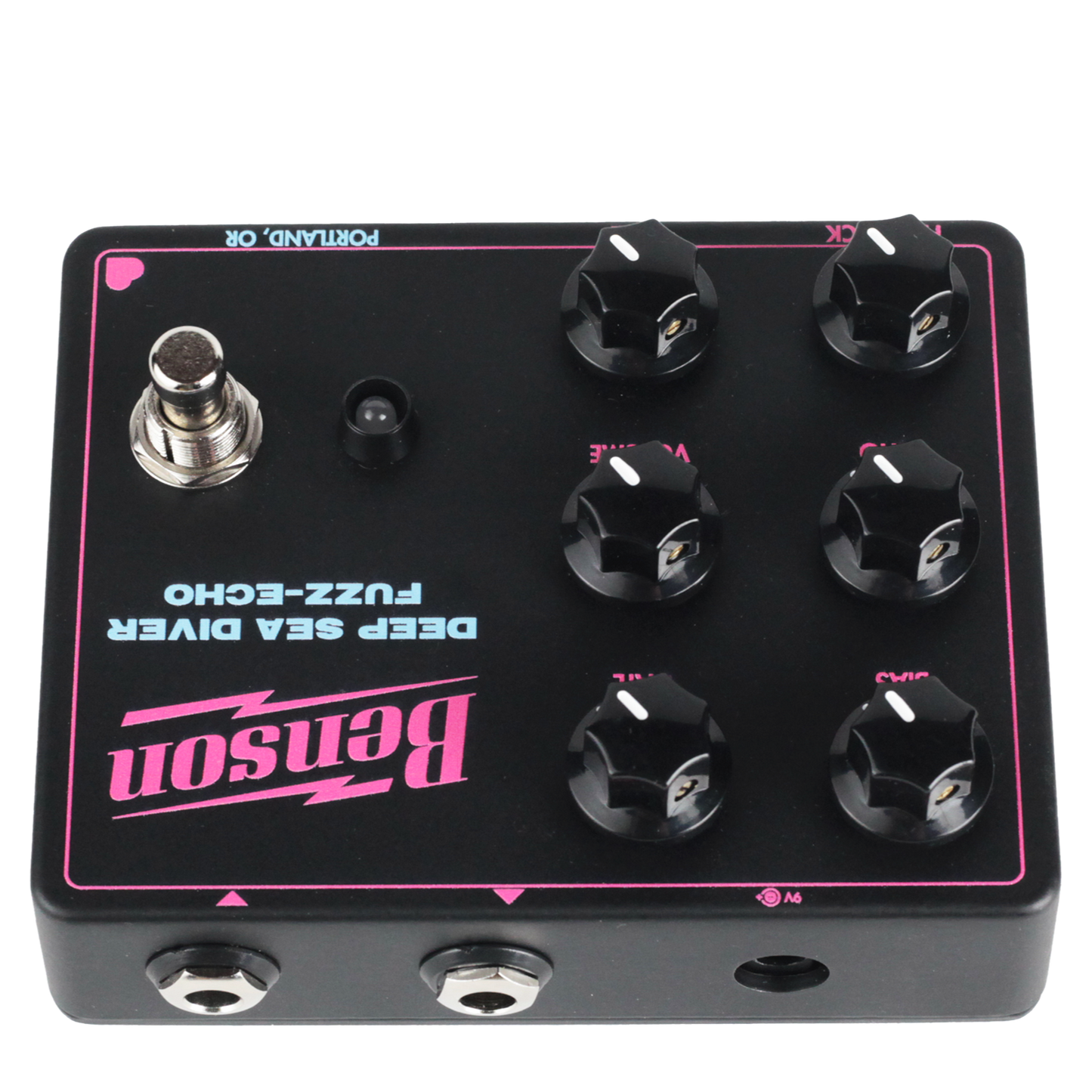 Benson Amps Deep Sea Diver Fuzz-Echo - top edge with jack and power inputs