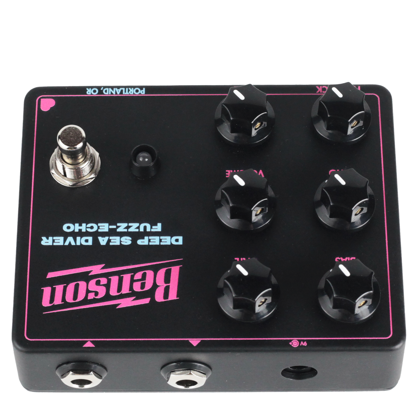 Benson Amps Deep Sea Diver Fuzz-Echo - top edge with jack and power inputs