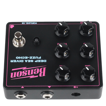 Benson Amps Deep Sea Diver Fuzz-Echo - top edge with jack and power inputs