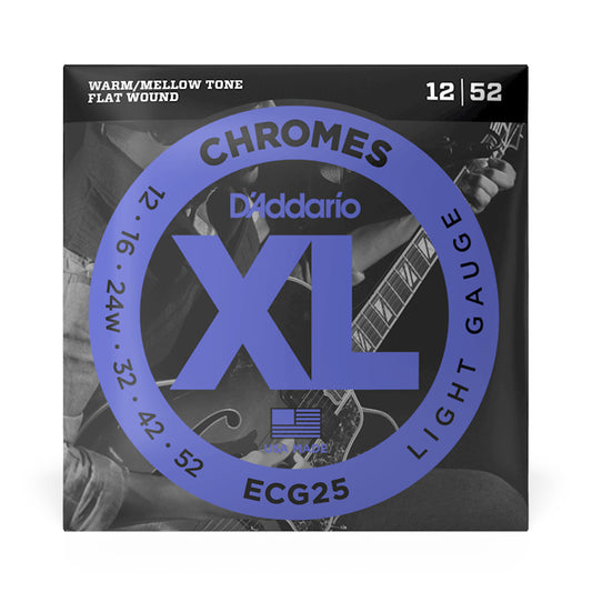 D'addario XL Electric Flat Wound Strings ECG25 12-52 Gauge