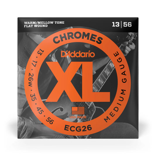 D'addario XL Electric Flat Wound Strings ECG26 Medium (13-56)