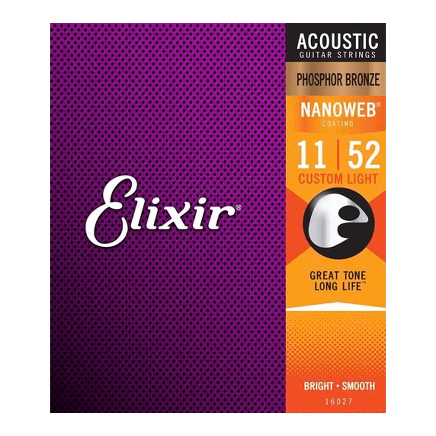 Elixir Phosphor Bronze NANOWEB Acoustic Guitar Strings Custom Light (11 Gauge)