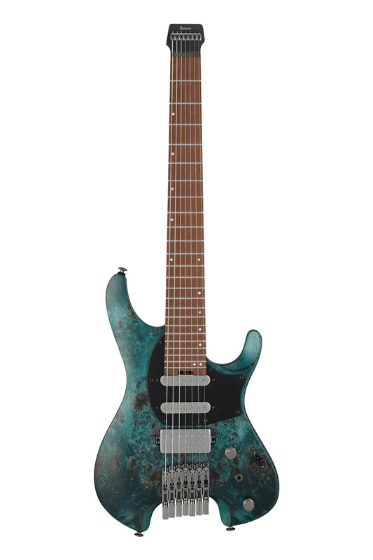 Cosmic Blue Low Gloss headless 7 string guitar