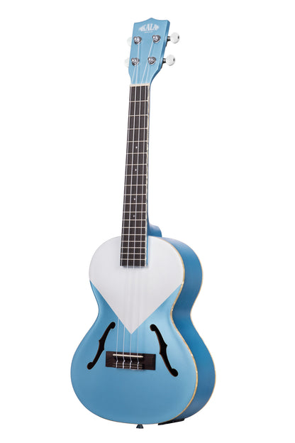 Kala Archtop Tenor Ukulele in Lake Shore Blue - left side