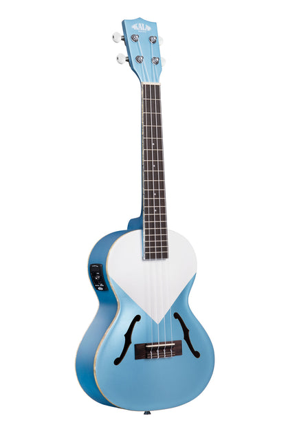 Kala Archtop Tenor Ukulele in Lake Shore Blue - right side