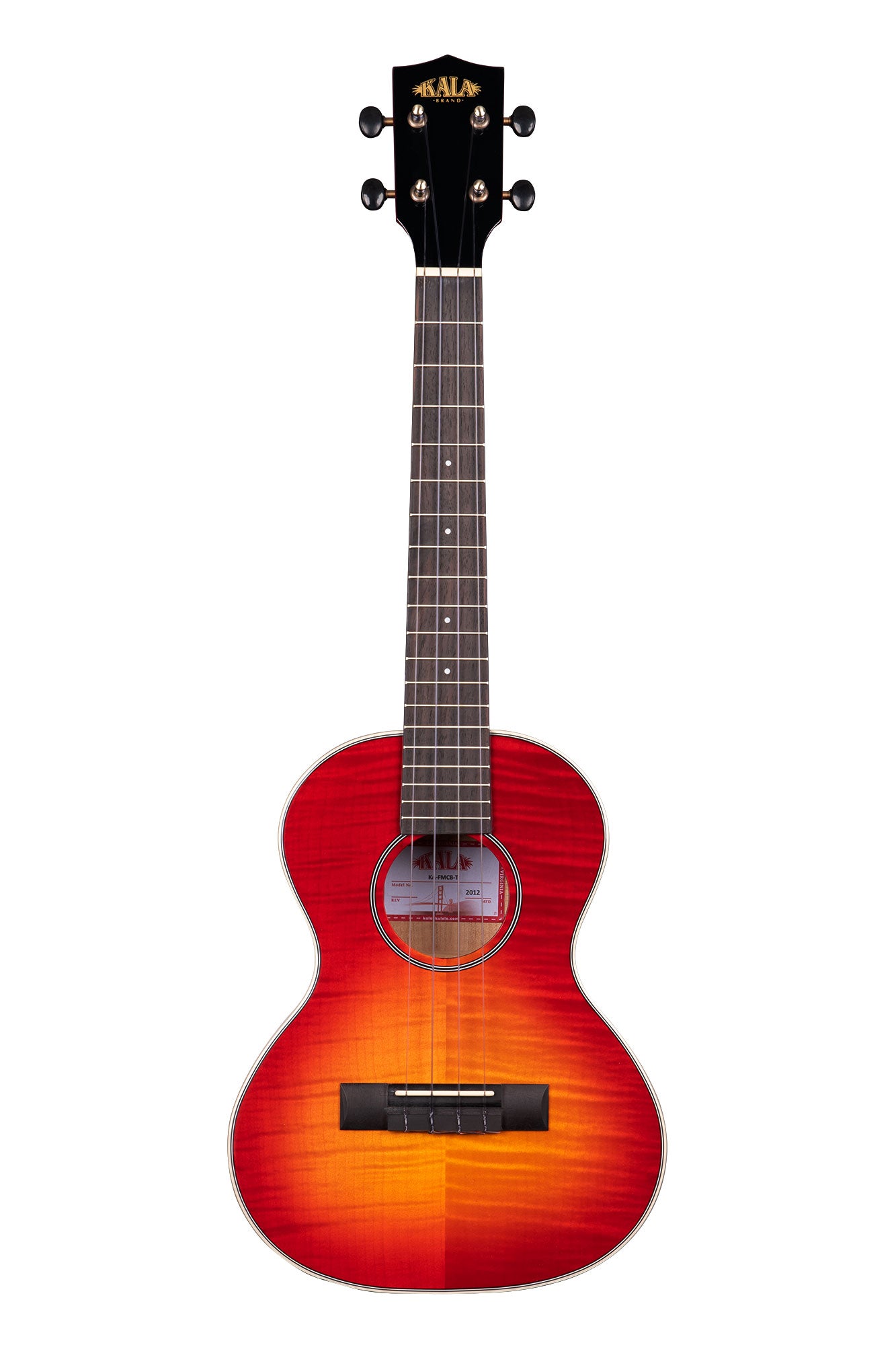 Kala Gloss Flame Maple Cherry Sunburst Tenor Ukulele - KA-FMCB-T front view