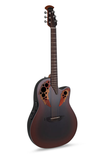 Reverse Red Burst Ovation guitar with bowl back