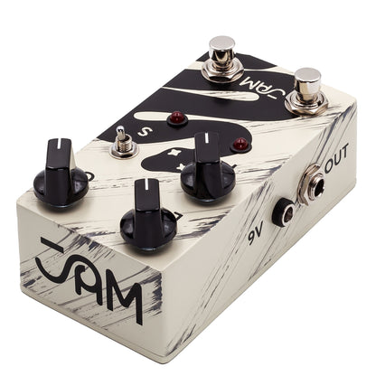 Jam Pedals Rattler Distortion Mk2 White and black effect pedal side and top view