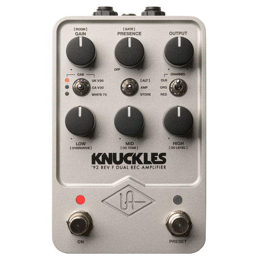 Universal Audio UAFX Knuckles '92 Dual Rec Amplifier Pedal silver metal