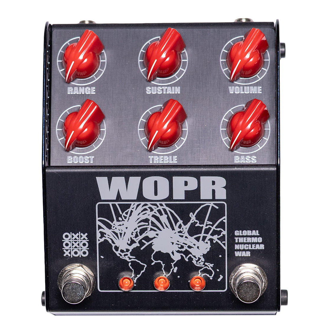 ThorpyFX WOPR fuzz and boost pedal front view