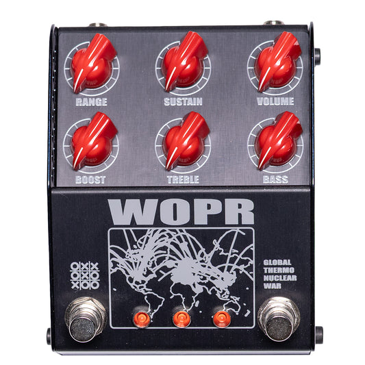 ThorpyFX WOPR fuzz and boost pedal front view