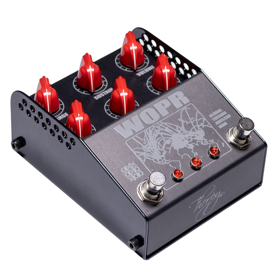 ThorpyFX WOPR fuzz and boost pedal side view