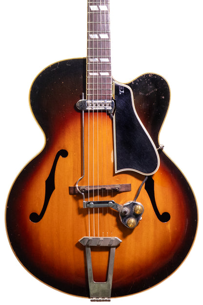 closeup of a vintage 1959 Gibson L-7C archtop guitar