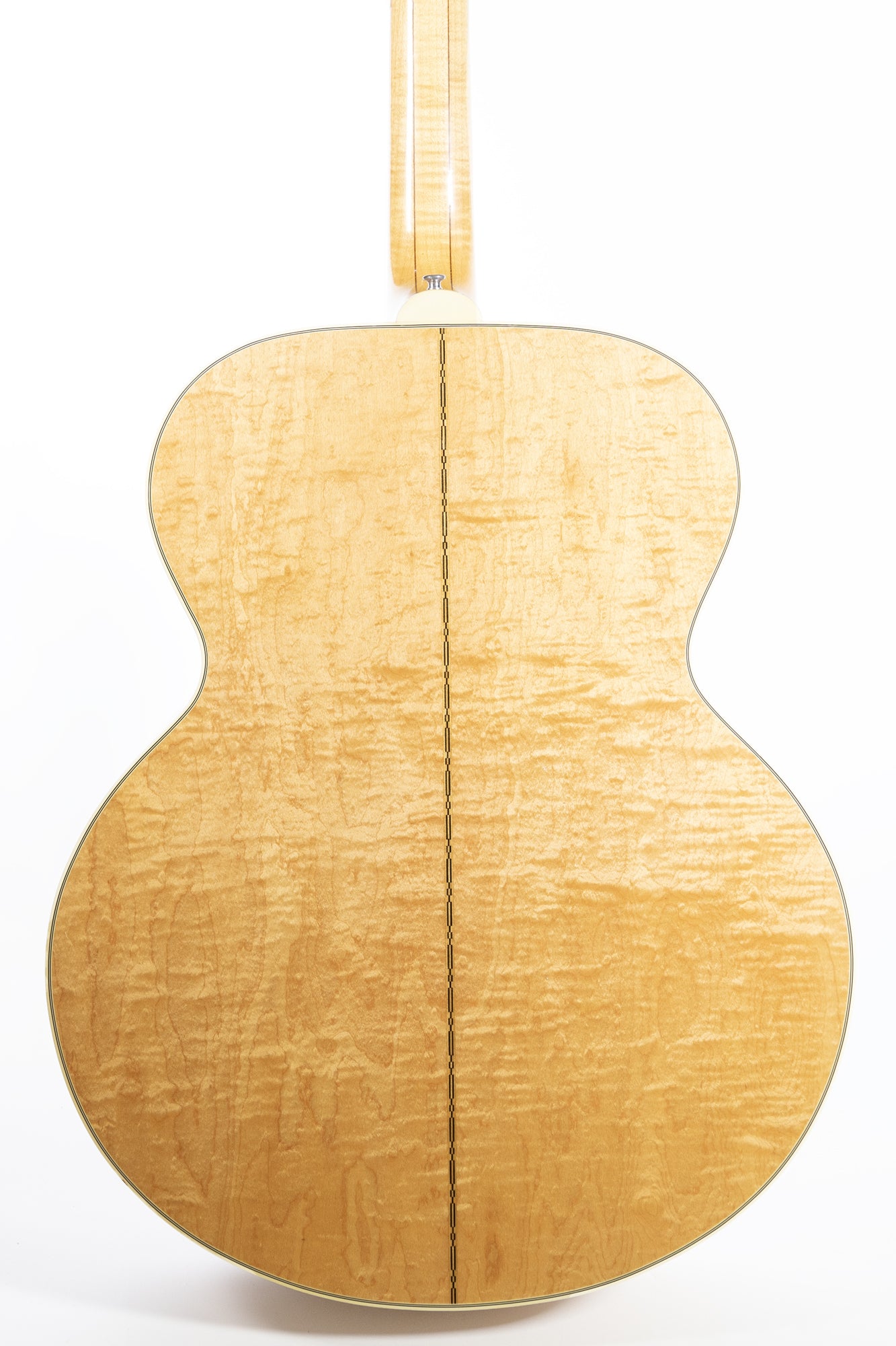 back of a VIntage 1966 Gibson J-200 acoustic guitar in blonde