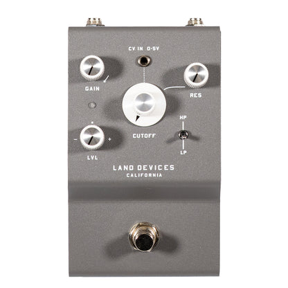 front of Land Devices Moonbow filter overdrive. Grey enclosure