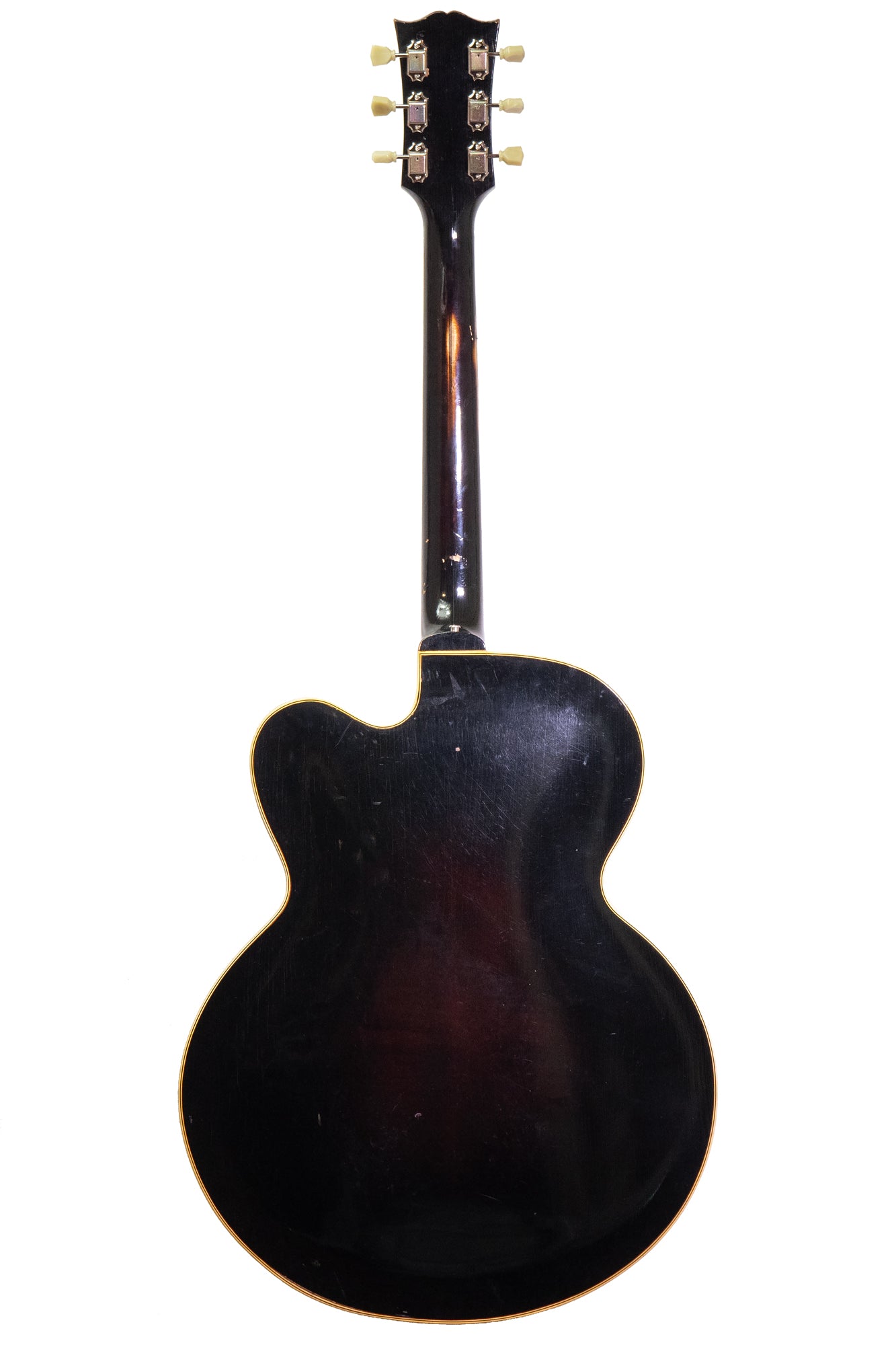 back of a vintage 1959 Gibson L-7C archtop guitar