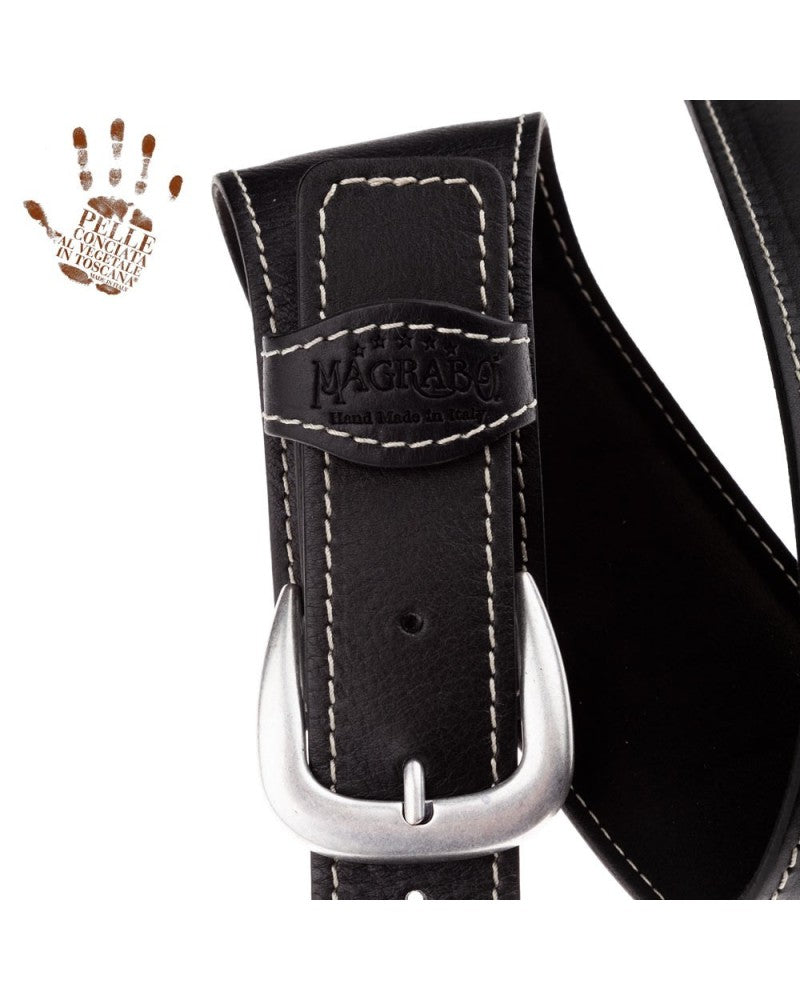 Magrabo Single Buckle Os Padded Core - Black 7.5cm Classic Silver Buckle