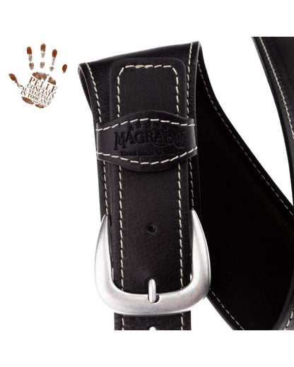 Magrabo Single Buckle Os Padded Core - Black 7.5cm Classic Silver Buckle