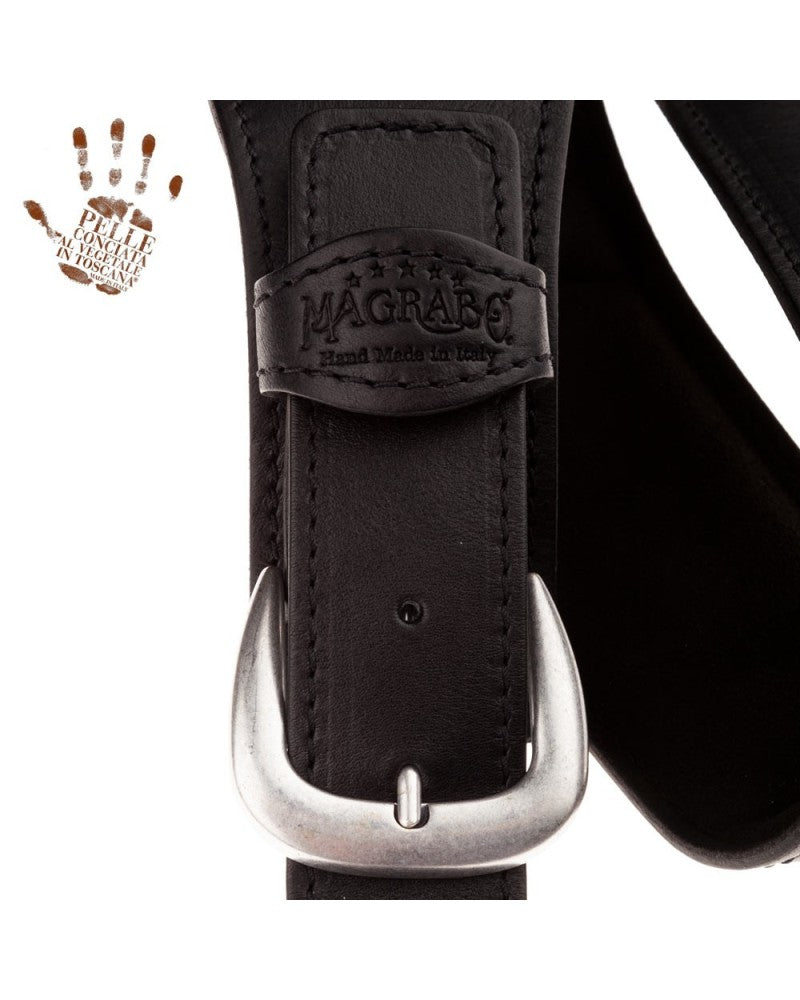 Magrabo Single Buckle Os Padded Core - All Black 7.5cm Classic Silver Buckle