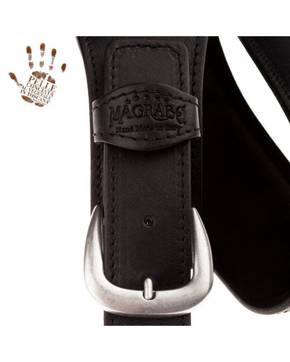 Magrabo Single Buckle Os Padded Core - All Black 7.5cm Classic Silver Buckle