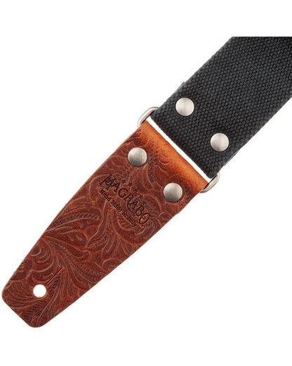 Magrabo Stripe Sc Entry Olded Black 5Cm - Embossed Flores Brown Silver Buckle