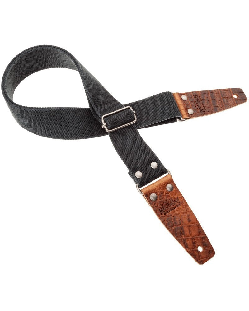 Magrabo Stripe Sc Entry Olded Black 5Cm - Embossed Cocco Pros Brown Silver Buckle