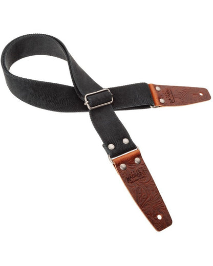 Magrabo Stripe Sc Entry Olded Black 5Cm - Embossed Flores Brown Silver Buckle