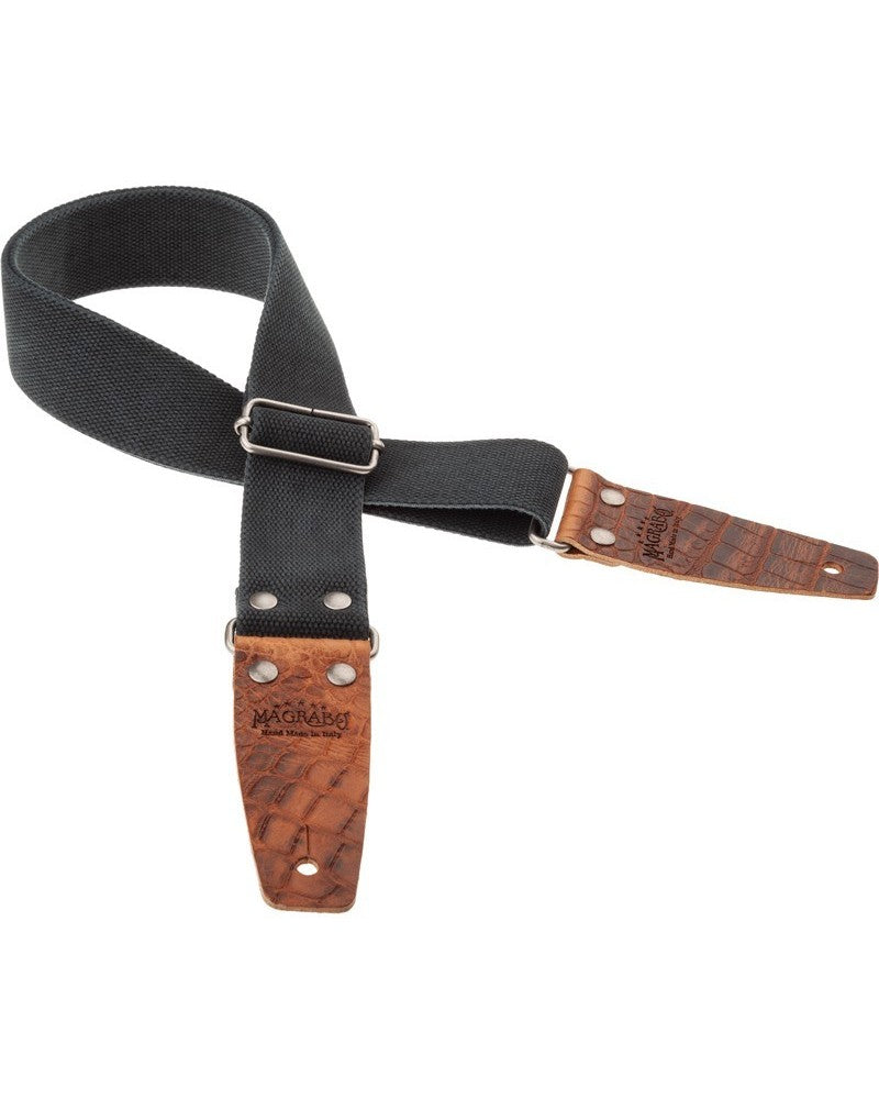 Magrabo Stripe Sc Entry Olded Black 5Cm - Embossed Cocco Pros Brown Silver Buckle