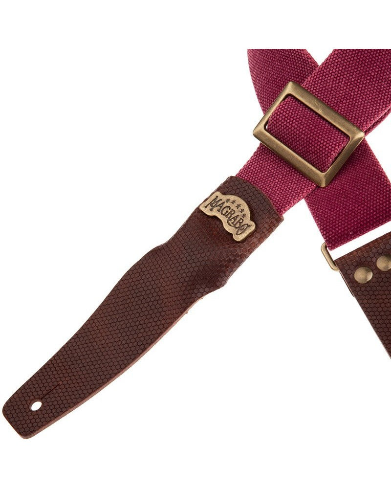 Magrabo Stripe Sc Cotton Washed Bordeaux 5cm - Twinkle Dark Brown, Recta Brass Buckle