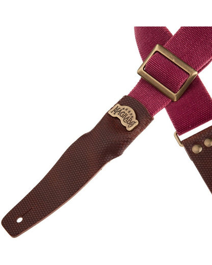 Magrabo Stripe Sc Cotton Washed Bordeaux 5cm - Twinkle Dark Brown, Recta Brass Buckle