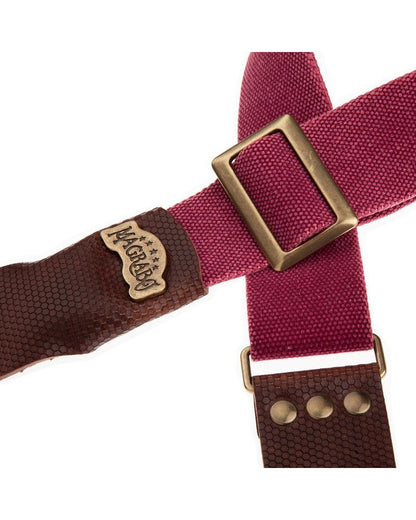 Magrabo Stripe Sc Cotton Washed Bordeaux 5cm - Twinkle Dark Brown, Recta Brass Buckle