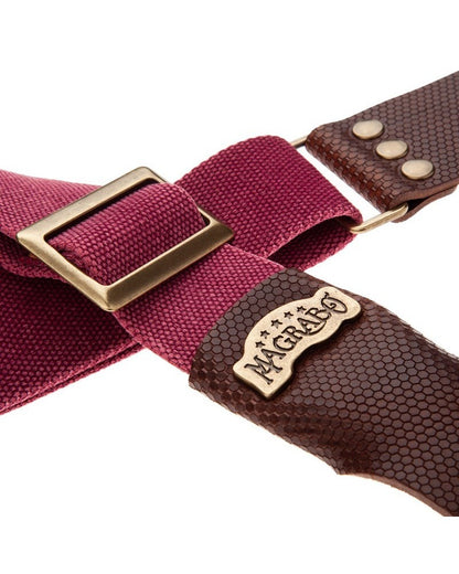 Magrabo Stripe Sc Cotton Washed Bordeaux 5cm - Twinkle Dark Brown, Recta Brass Buckle
