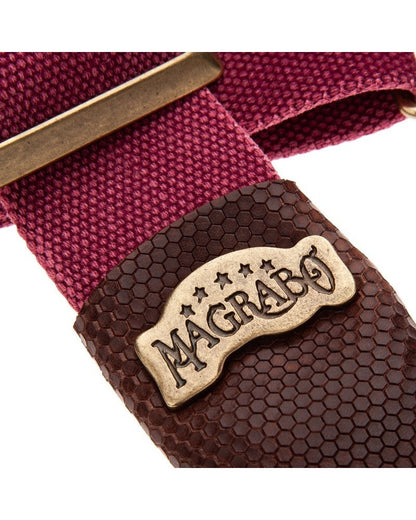 Magrabo Stripe Sc Cotton Washed Bordeaux 5cm - Twinkle Dark Brown, Recta Brass Buckle