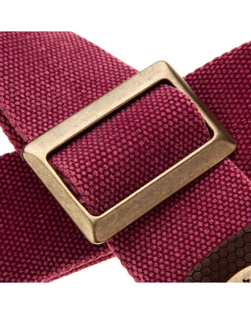 Magrabo Stripe Sc Cotton Washed Bordeaux 5cm - Twinkle Dark Brown, Recta Brass Buckle