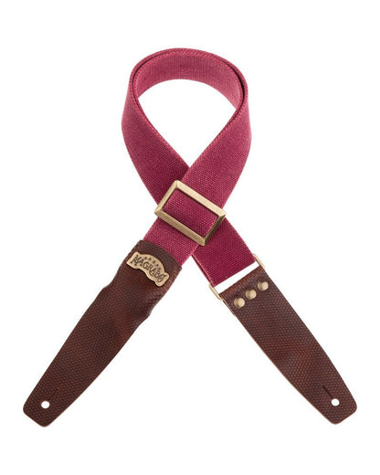 Magrabo Stripe Sc Cotton Washed Bordeaux 5cm - Twinkle Dark Brown, Recta Brass Buckle