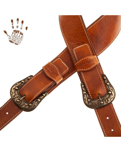 Magrabo Twin Buckle Ts Stone - Washed Brown 7cm Sun Brass Buckle